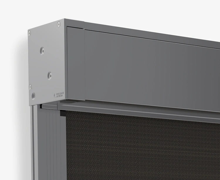 Outdoor blinds Melbourne - Zipscreen full enclosed cassette profile detail showing premium aluminium headbox that completely seals fabric roll inside weather-proof housing, maximum protection for outdoor blinds Melbourne